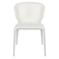 Hola white leather armrest dining chairs